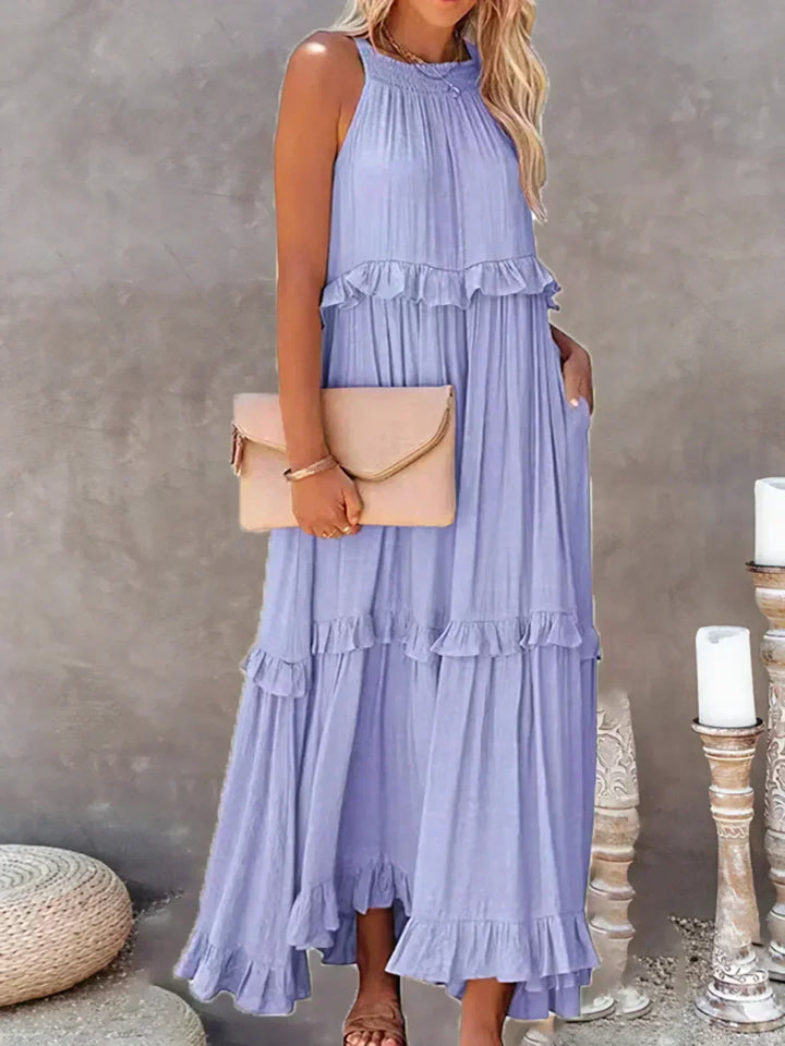 Chelsea | Halter dress with ruffles and pockets