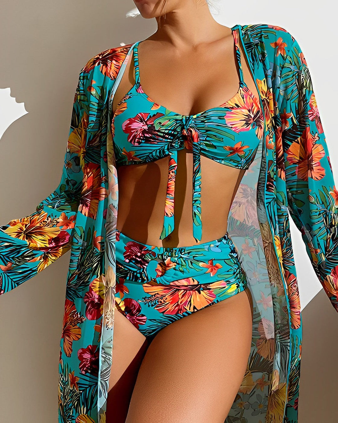 Flora™ - Tropical Print Bikini Set with Cover-Up