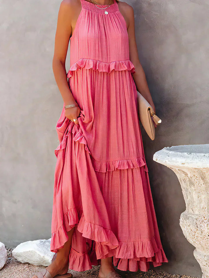 Chelsea | Halter dress with ruffles and pockets