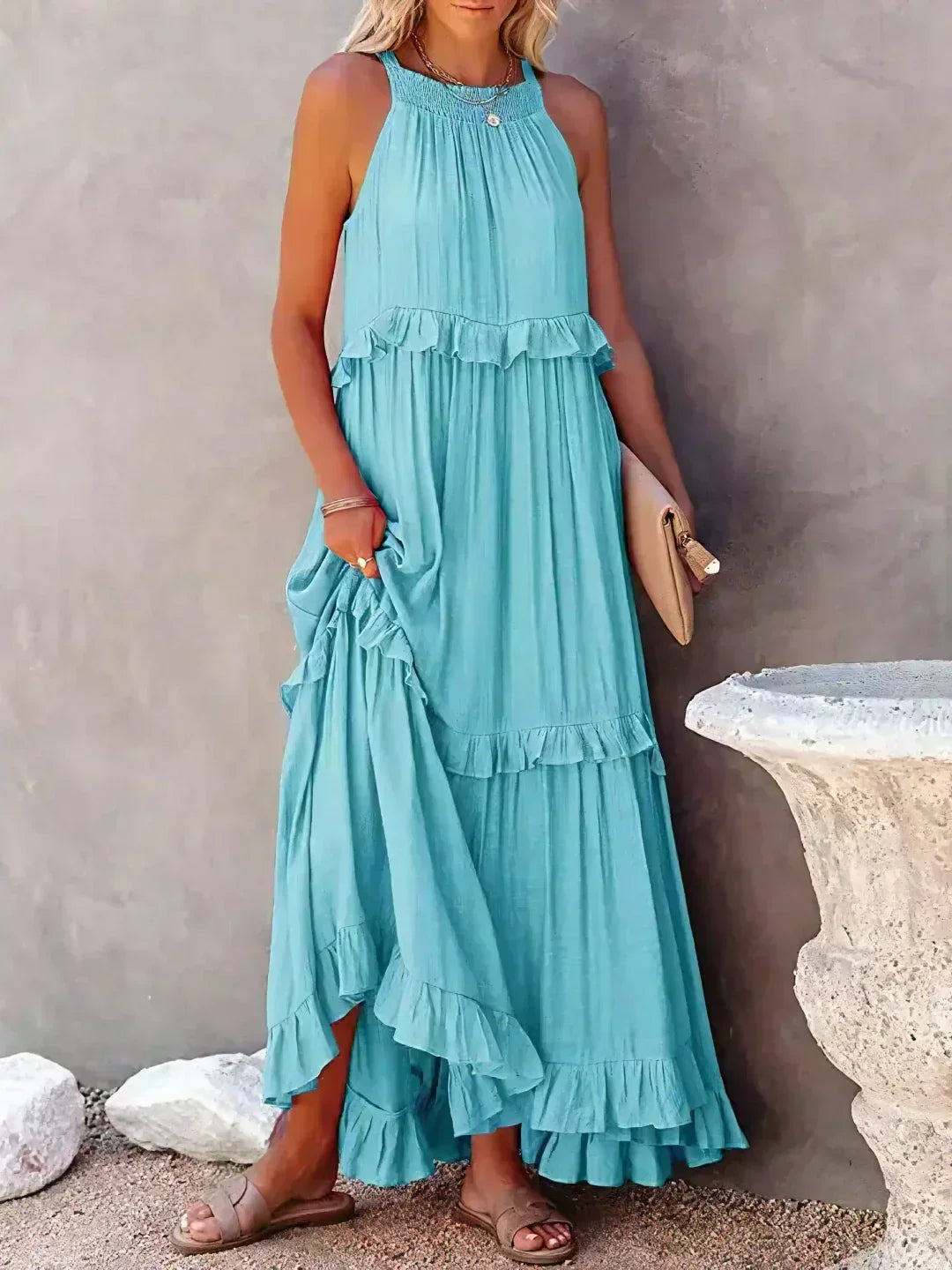 Emilia™ - Halter Ruffle Maxi Dress