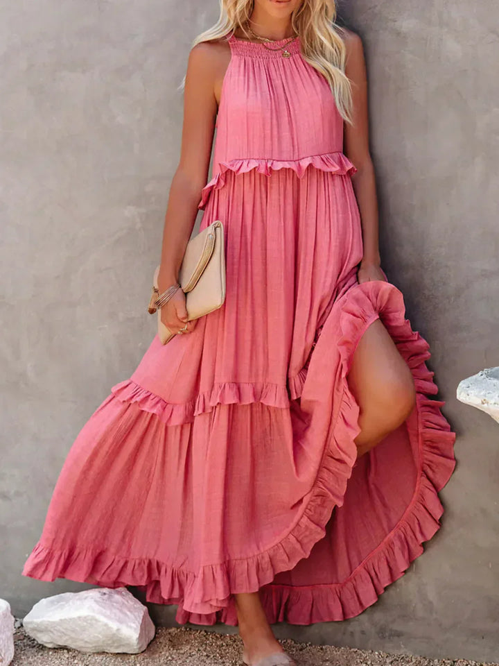 Chelsea | Halter dress with ruffles and pockets