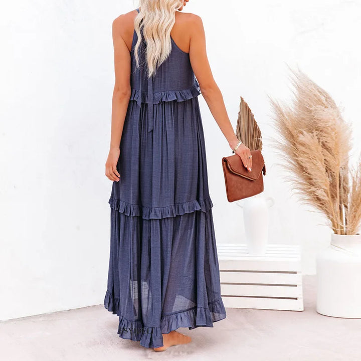 Chelsea | Halter dress with ruffles and pockets