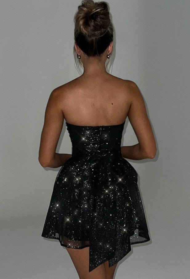 Valentina | Back knot sleeveless glitter dress